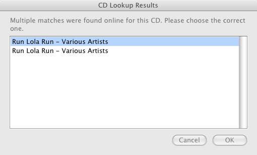 A dialog box requesting a choice of two items with the same exact text